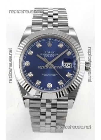 Datejust Super Clone 126334 Blue Diamonds Dial 41MM FREE SPRUNG MVMNT 3235 Watch 