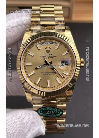 Rolex Day Date 228238 Yellow Gold in Gold Stick Dial Super Clone Watch 