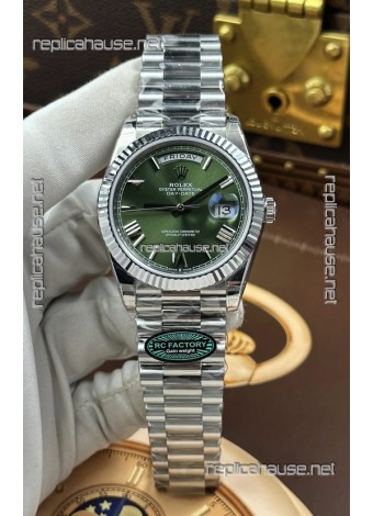 Rolex Day Date 228236 Stainless Steel Green Roman Dial Super Clone Watch 