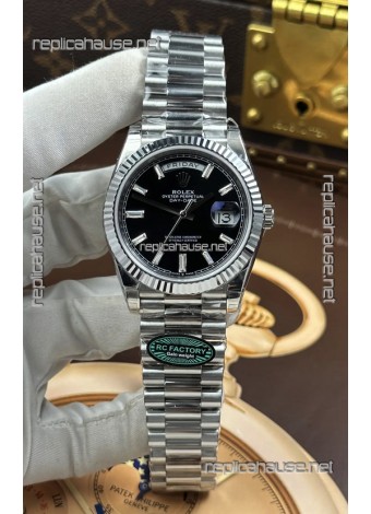 Rolex Day Date 228236 Stainless Steel Black Crystal Dial Super Clone Watch 