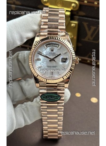 Rolex Day Date 228236 Rose Gold Pearl Dial Super Clone Watch 