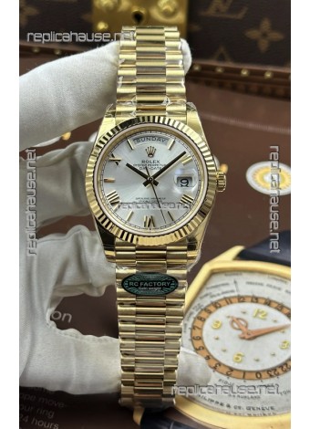 Rolex Day Date 228238 Yellow Gold Steel Roman Dial Super Clone Watch 