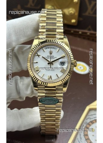 Rolex Day Date 228238 Yellow Gold White Roman Dial Super Clone Watch 