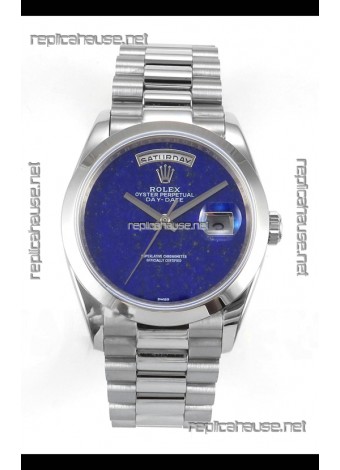Rolex Day Date Stainless Steel Blue Lapis Dial 36MM Swiss Replica Watch 