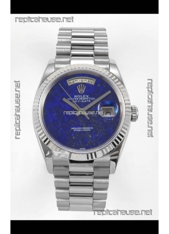 Rolex Day Date Stainless Steel Blue Lapis Dial 36MM Swiss Replica Watch 