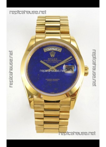 Rolex Day Date Yellow Gold Blue Lapis Dial 36MM Swiss Replica Watch 