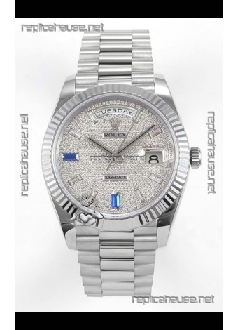 Rolex Day Date Diamonds Dial 40MM Super Clone Watch 