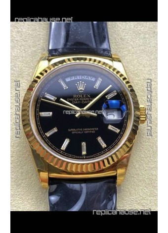 Rolex Day Date 128238 Yellow Gold Black Crystal Dial Super Clone Watch 