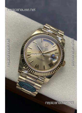 Rolex Day Date 228238 Yellow Gold in Gold Roman Dial Super Clone Watch 