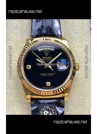 Rolex Day Date 128238 Yellow Gold Black Dial Super Clone Watch 