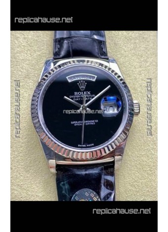 Rolex Day Date 128236 Stainless Steel Black Dial Super Clone Watch 