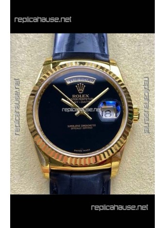 Rolex Day Date 128238 Yellow Gold Black Dial Super Clone Watch 