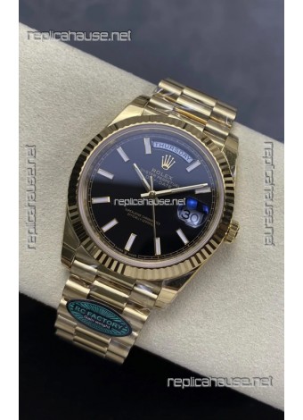 Rolex Day Date 228238 Yellow Gold Black Dial Super Clone Watch 