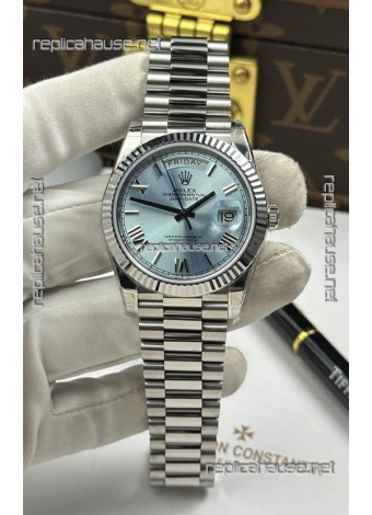 Rolex Day Date 228236 Stainless Steel ICE Blue Dial Super Clone Watch 