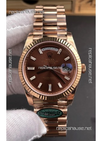 Rolex Day Date 228236 Rose Gold Brown Dial Super Clone Watch 