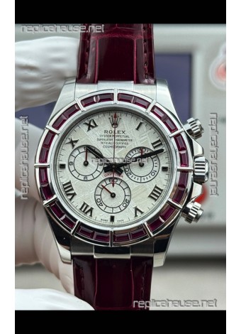 Rolex Daytona 116589SALV FREE SPRUNG MVMT White Gold Red Rubies Meteorite Super Clone Watch 