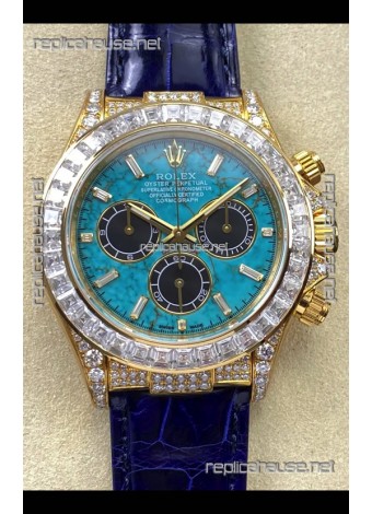 Rolex Daytona 126518LN Yellow Gold Turquoise Dial FREE SPRUNG MVMT Super Clone Watch 