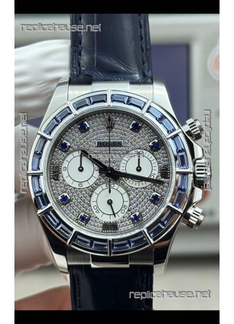 Rolex Daytona 116589SALV FREE SPRUNG MVMT White Gold Diamonds Dial Super Clone Watch 