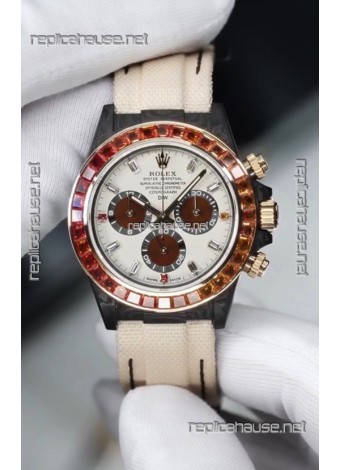 Rolex Daytona DiW Carbon Casing Rainbow Sapphires Super Clone Watch 