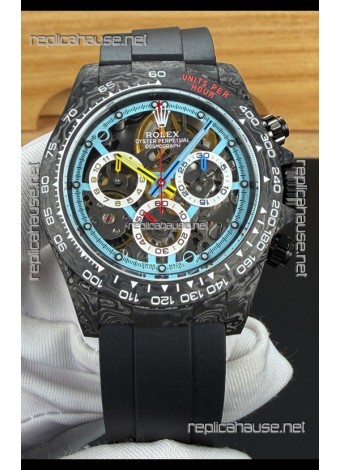 Rolex Daytona DiW Skeleton Carbon Casing Oysterflex Super Clone Watch 