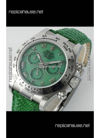 Rolex Daytona 116519 Stainless Steel Green Pearl Leather Strap Super Clone Watch