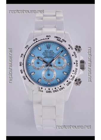 Rolex Daytona AET White Ceramic Blue Dial 4130 Movment Super Clone Watch 
