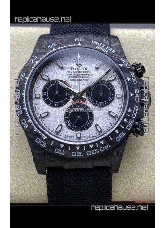 Rolex Daytona Black Carbon Fiber Meteorite Dial Nylon Strap Super Clone Watch 