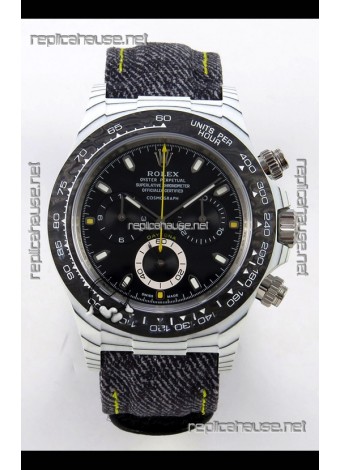 Rolex Daytona DiW White Carbon Black Dial Super Clone Watch 