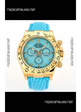 Rolex Daytona 116568 Yellow Gold 4801 Movement Blue Dial Super Clone Watch 