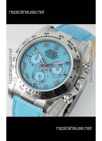 Rolex Daytona 116519 Stainless Steel Blue Pearl Leather Strap Super Clone Watch