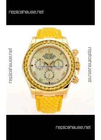 Rolex Daytona 116568 Yellow Gold 4801 Movement Sapphires Yellow Dial Super Clone Watch 