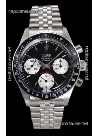 Rolex Daytona Paul Newman 37MM Cartier Black Dial Manual Wind Super Clone Watch 
