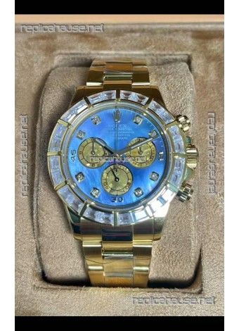 Rolex Daytona 116568 Yellow Gold Blue Pearl Dial Super Clone Watch 