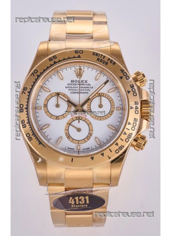 Rolex Daytona 126508 Yellow Gold White Dial FREE SPRUNG MVMT Super Clone Watch 