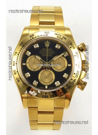 Rolex Daytona 126508 Yellow Gold Black Dial FREE SPRUNG MVMT Super Clone Watch 