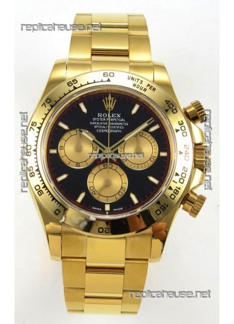 Rolex Daytona 126508 Yellow Gold Black Dial FREE SPRUNG MVMT Super Clone Watch 