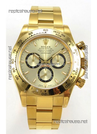 Rolex Daytona 126508 Yellow Gold Dial FREE SPRUNG MVMT Super Clone Watch 