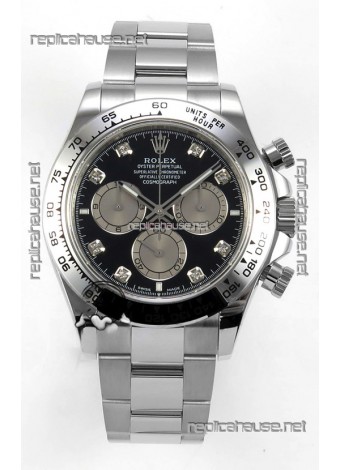 Rolex Daytona 126509 Black Dial Diamonds Markers FREE SPRUNG MVMT Super Clone Watch 
