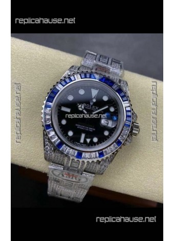 Rolex GMT Masters II Iced Out Super Clone Watch Black Dial 