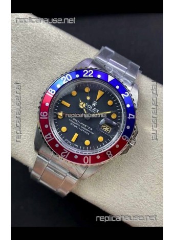 Rolex GMT Master 16750 Pepsi Patina Vintage Matte Dial Swiss Replica Watch 