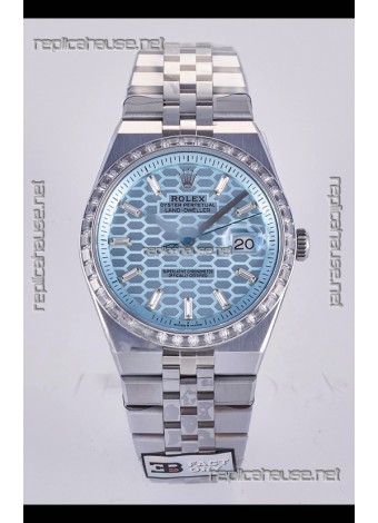 Rolex Land-Dweller 127336 Ice Blue Honeycomb Diamonds 40MM Super Clone Watch 