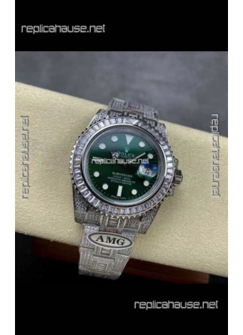 Rolex Submariner 116610 Iced Out Edition 19 Green Dial Swiss Replica Watch 