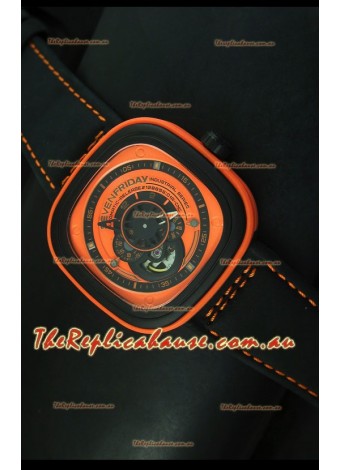 SevenFriday P-32 Black and Orange with Original Miyota 82S7 Movement - 1:1 Mirror Quality