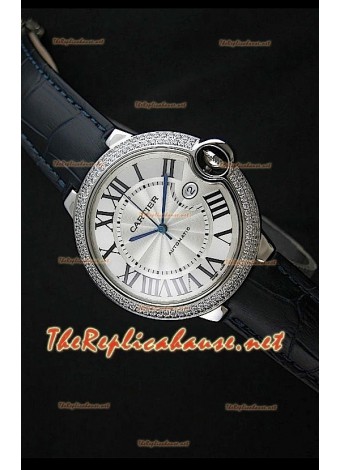 Ballon De Cartier Swiss Automatic Watch in Leather Strap
