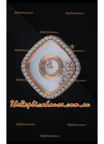 Chopard Happy Diamonds 38MM Black Strap in White Dial