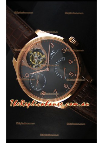 IWC IW504602 Portugieser Tourbillon Rose Gold Watch in Grey Dial 