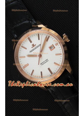 Jaeger LeCoultre Geophysic True Second Pink Gold Swiss Replica Watch White Dial 