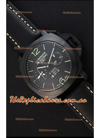 Panerai Luminor GMT 8 Days Power Reserve Japanese Replica PVD Case Watch