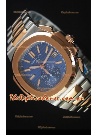 Patek Philippe Nautilus 5980 Chronograph Two Tone Case Blue dial - 1:1 Mirror Replica
