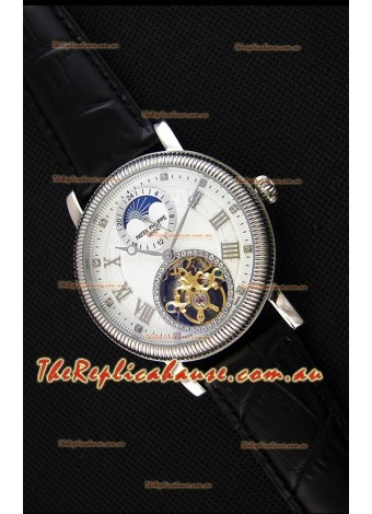 Patek Philippe Japanese MoonPhase Tourbillon Replica Watch White Dial